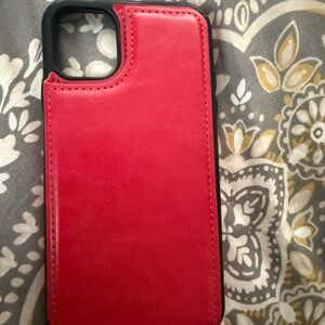 Red Leather iPhone Case with Minimalist Design